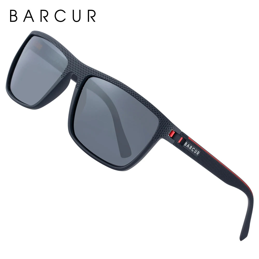 BARCUR TR90 Polarized Sunglasses Driving Square Sun Glasses