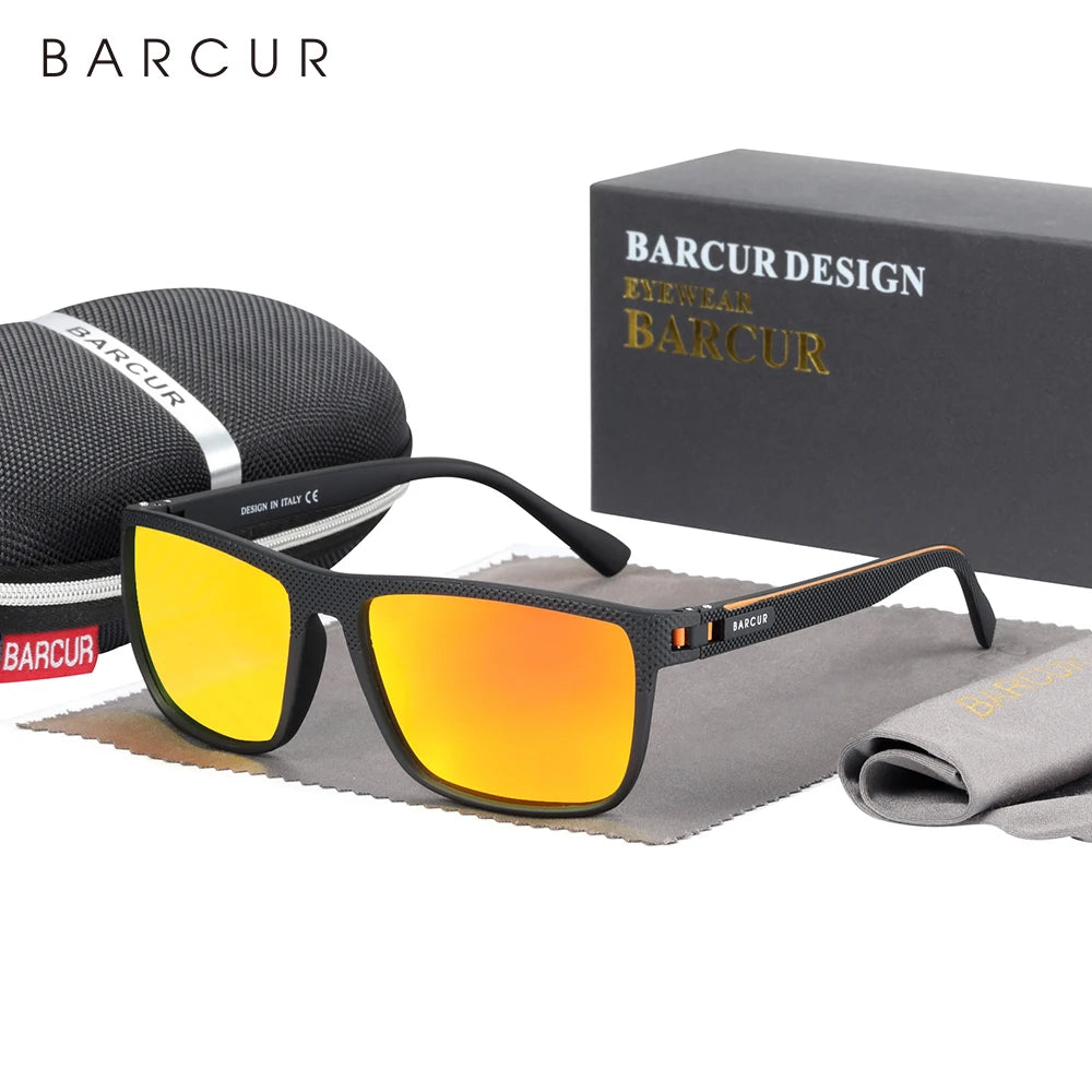 BARCUR TR90 Polarized Sunglasses Driving Square Sun Glasses
