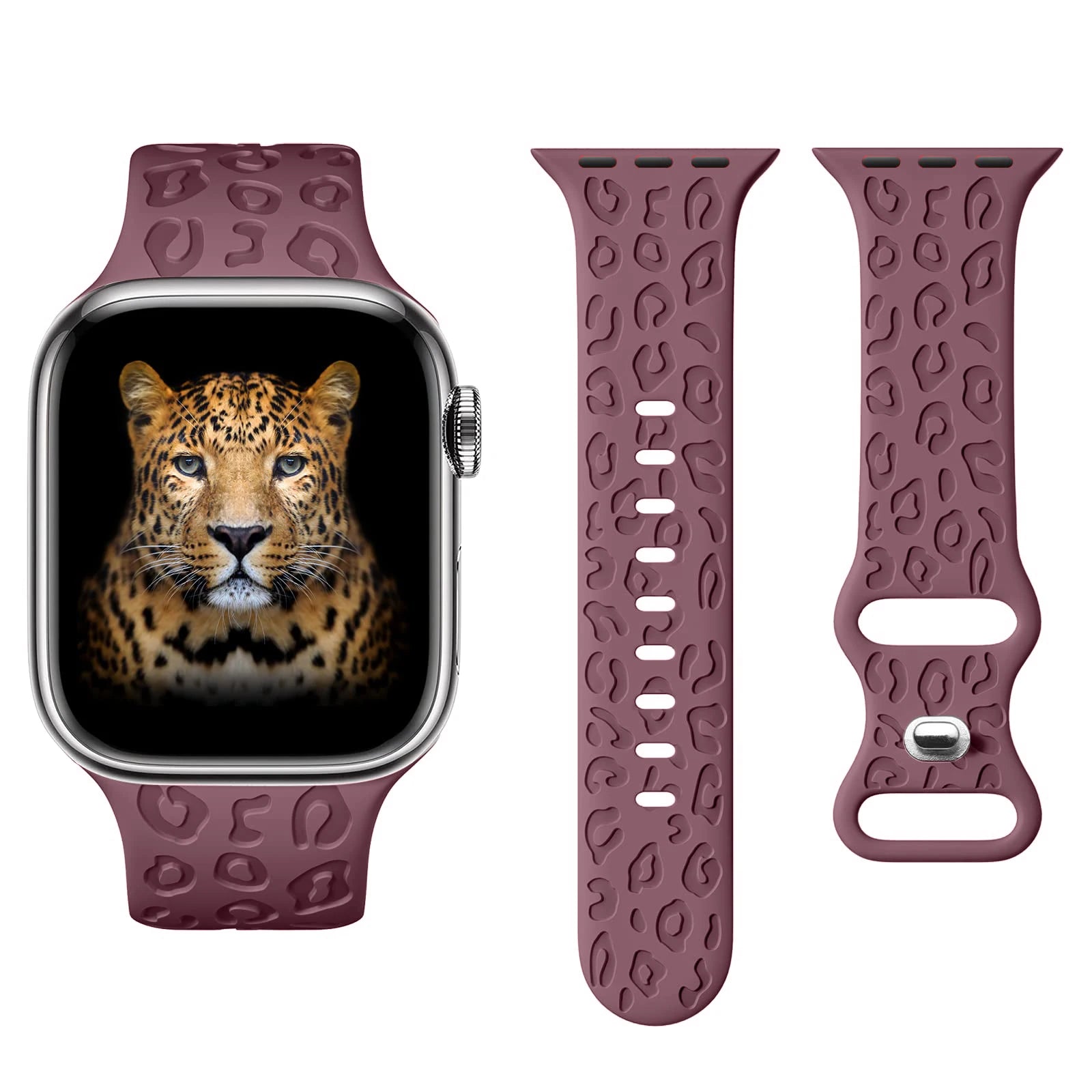 Leopard Engraved Silicone Apple Watch Strap