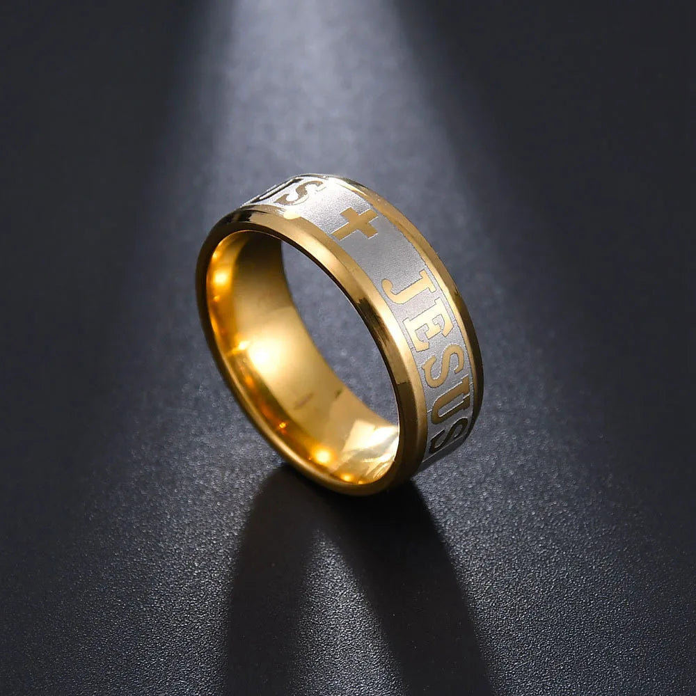 Stainless Steel Black Color Jesus Cross Letter Bible Prayer