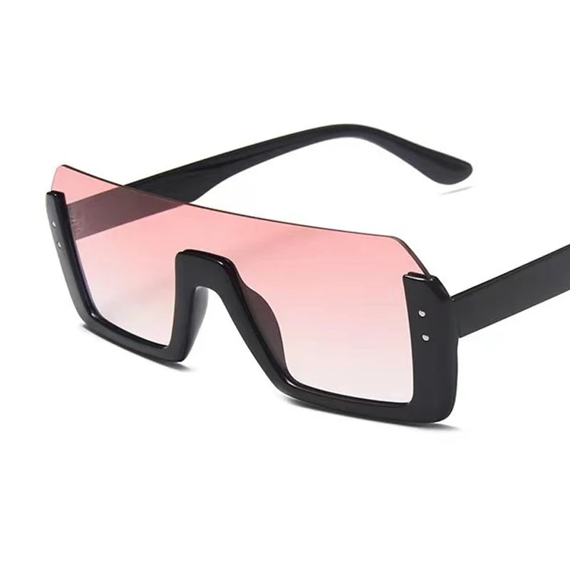 New style men's and women's sunglasses Fashion multi-color large frame square round face retro integrated glasses