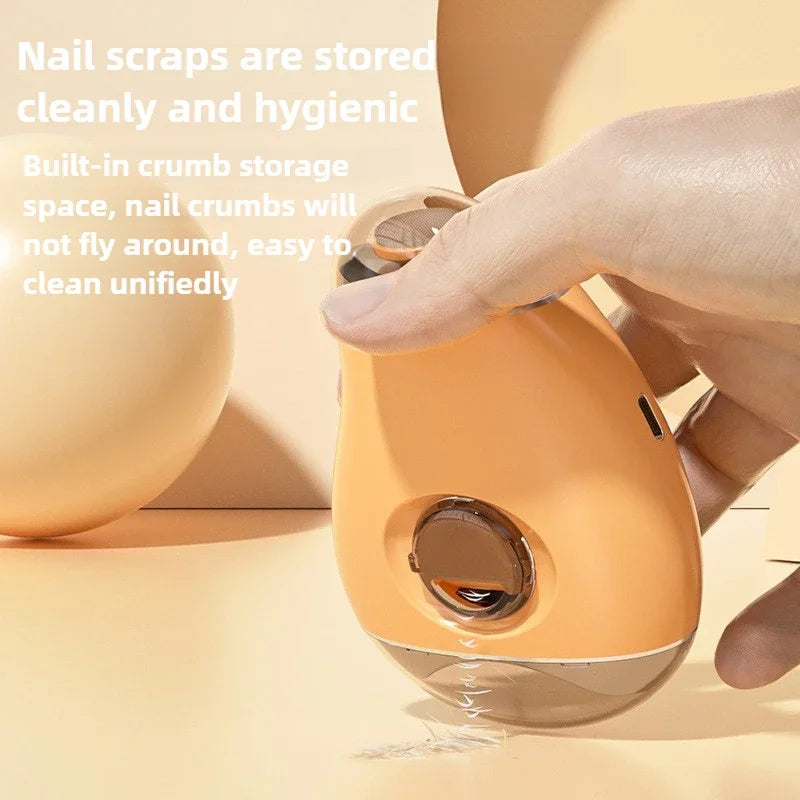 4 Colors Electric Nail Clipper with LED Light 3 Gears Double-Headed Cute Mango Shape Trimmer and Polisher Baby Toes Nail Clipper