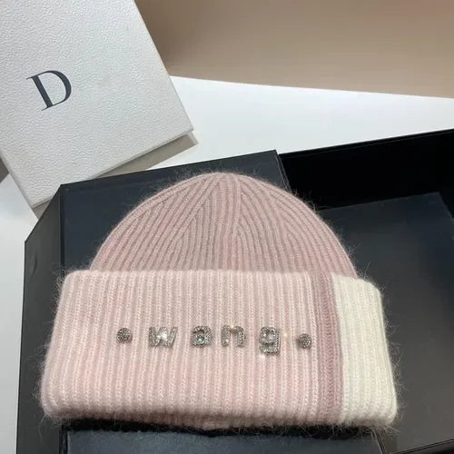 New Color Matching Beanies for Women Rabbit Fur Soft Fluffy