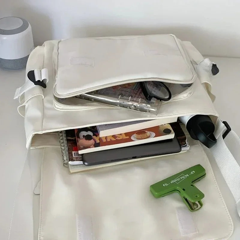 Japanese Harajuku Crossbody Bags Women 2025 Preppy Style Patchwork Color Shoulder Bag Collage Student Messenger Bag Handbags