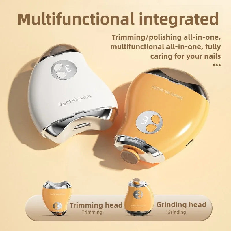 4 Colors Electric Nail Clipper with LED Light 3 Gears Double-Headed Cute Mango Shape Trimmer and Polisher Baby Toes Nail Clipper