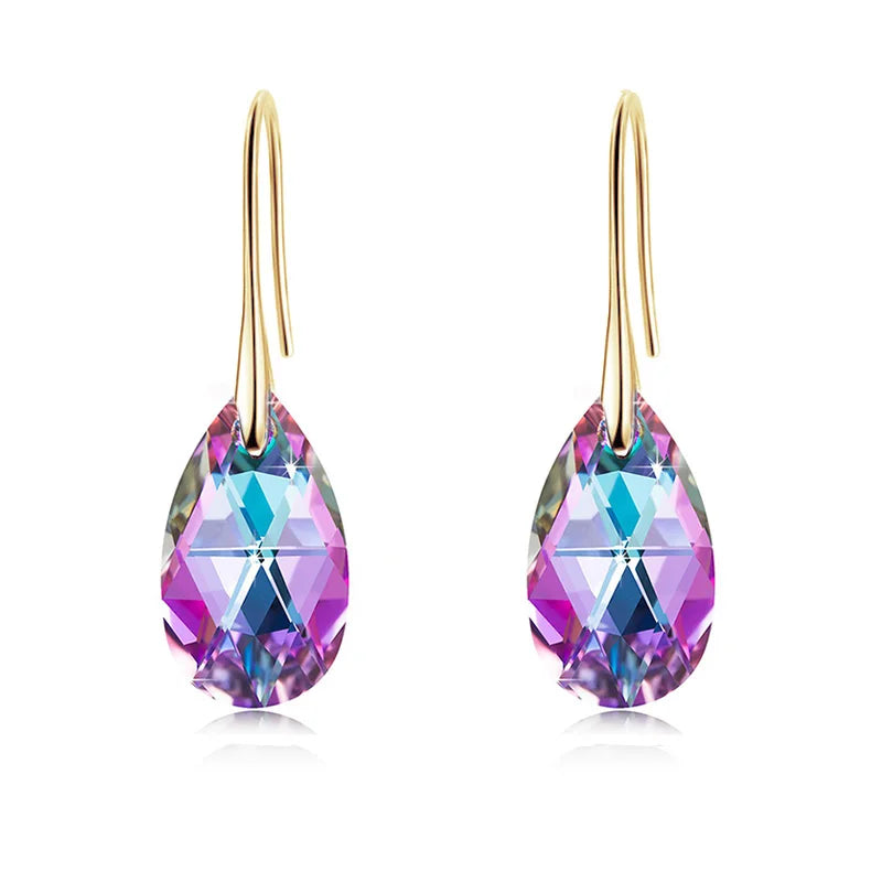 Korean Pear-Shaped Crystal Earrings