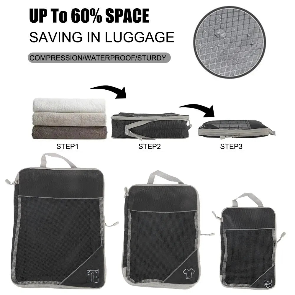 3/6 Pieces Travel Storage Organizer Set With Portable Lightw