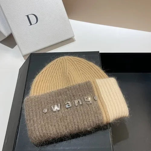 New Color Matching Beanies for Women Rabbit Fur Soft Fluffy