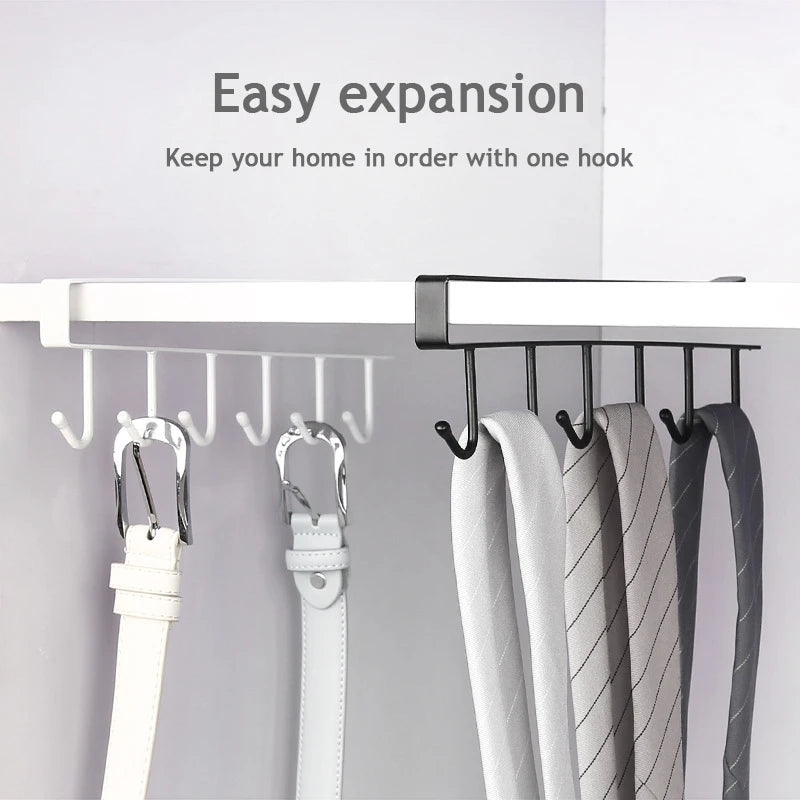 6 Hook Coffee Cup Mug Holder Black White Hooks Shelf Multifu