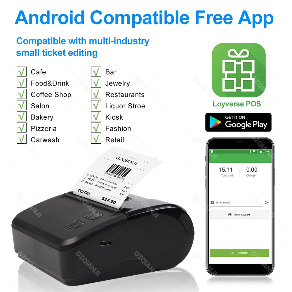 Newest WiFi Bluetooth 3" 80mm Mini Thermal Printer Wireless Portable Receipt Printer Support PC Android iOS Business Home Store