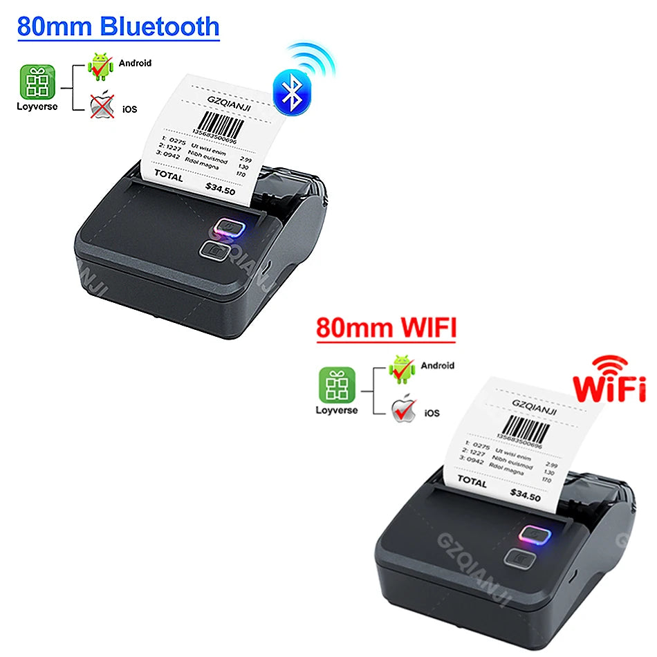 Newest WiFi Bluetooth 3" 80mm Mini Thermal Printer Wireless Portable Receipt Printer Support PC Android iOS Business Home Store