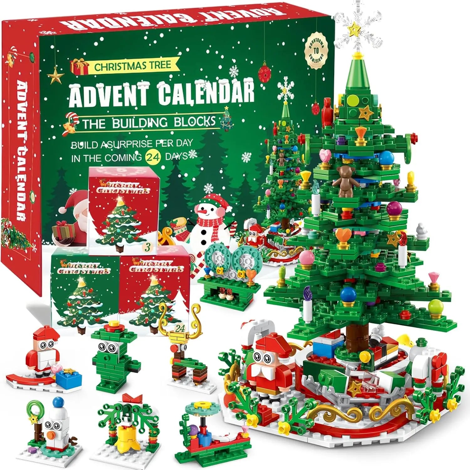 Advent Calendar Christmas Tree Building Set 24 Days Christmas Countdown Calendar Creative Xmas New Year Gifts For Kids Adults