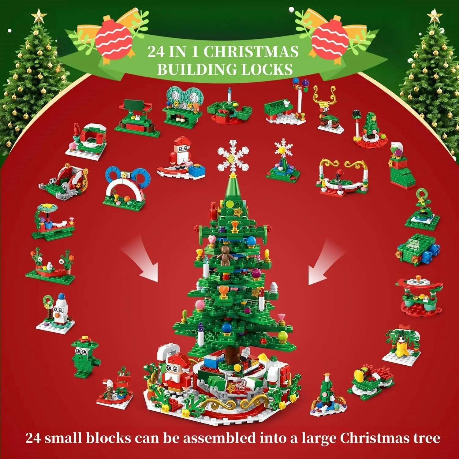 Advent Calendar Christmas Tree Building Set 24 Days Christmas Countdown Calendar Creative Xmas New Year Gifts For Kids Adults
