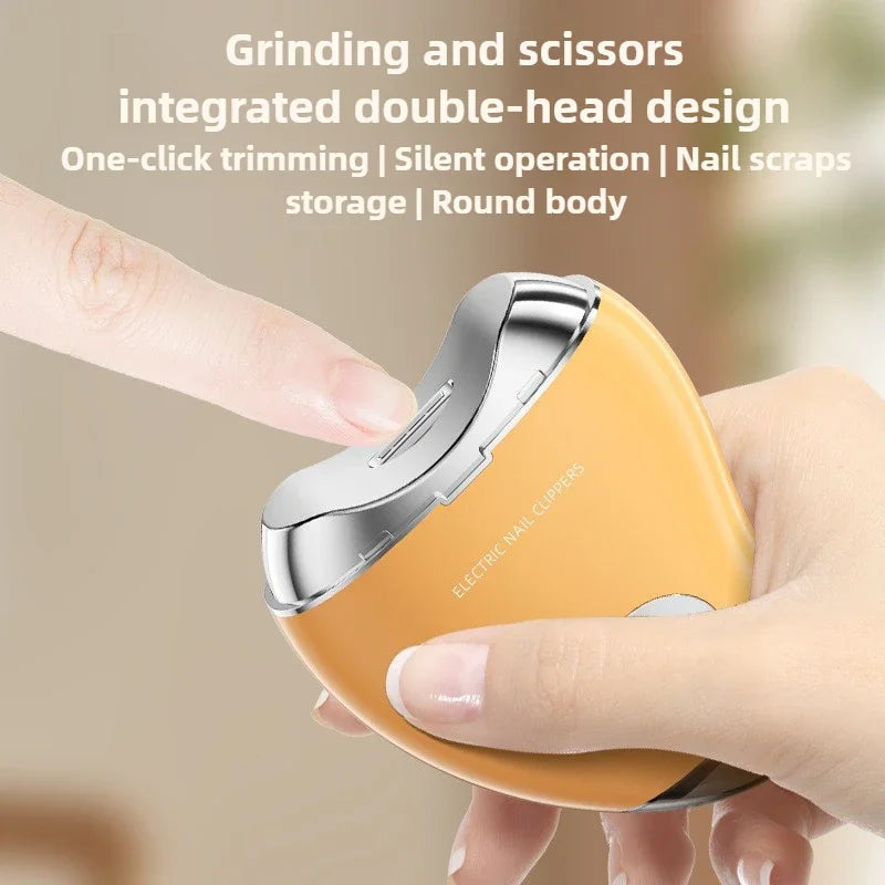 4 Colors Electric Nail Clipper with LED Light 3 Gears Double-Headed Cute Mango Shape Trimmer and Polisher Baby Toes Nail Clipper