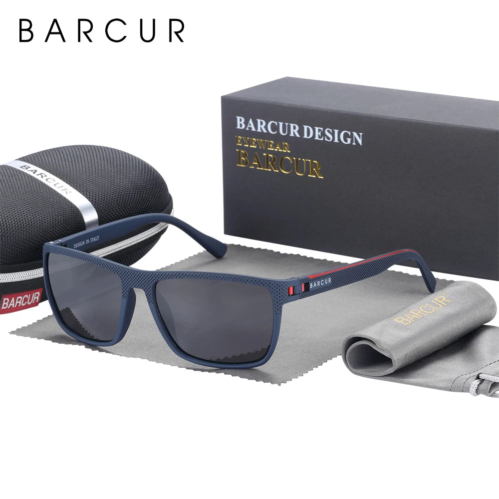 BARCUR TR90 Polarized Sunglasses Driving Square Sun Glasses