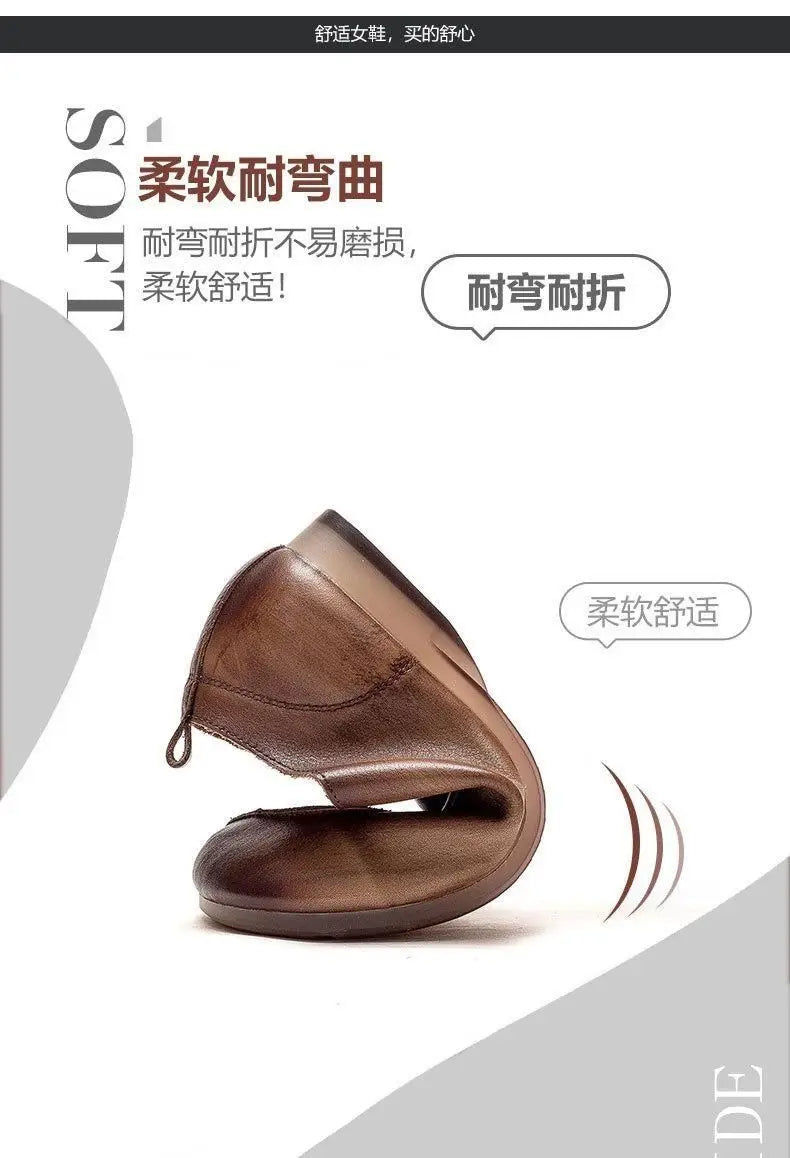 High quality Leather Women Flats Summer Shoes With Slip On C
