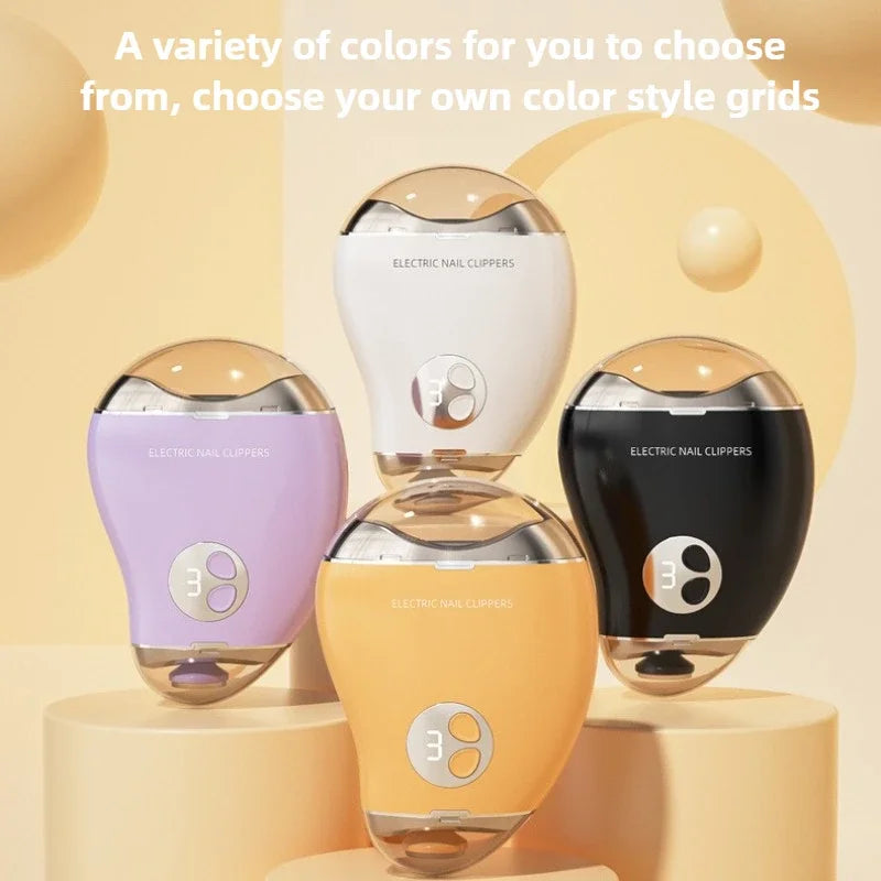 4 Colors Electric Nail Clipper with LED Light 3 Gears Double-Headed Cute Mango Shape Trimmer and Polisher Baby Toes Nail Clipper