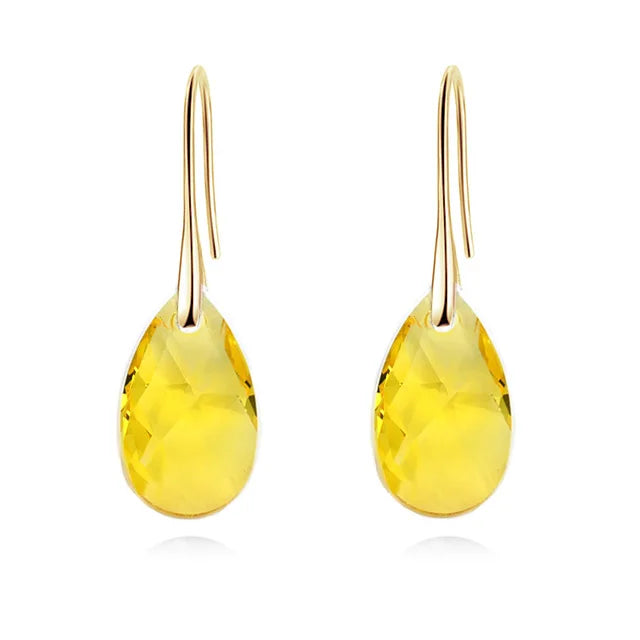 Korean Pear-Shaped Crystal Earrings