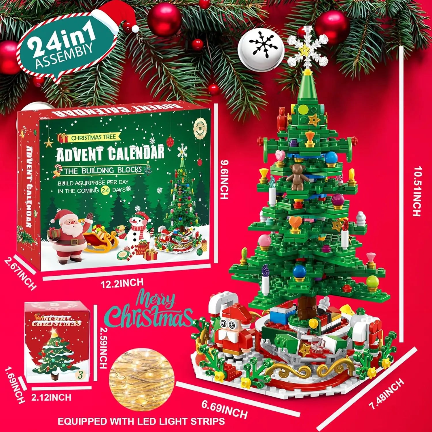 Advent Calendar Christmas Tree Building Set 24 Days Christmas Countdown Calendar Creative Xmas New Year Gifts For Kids Adults