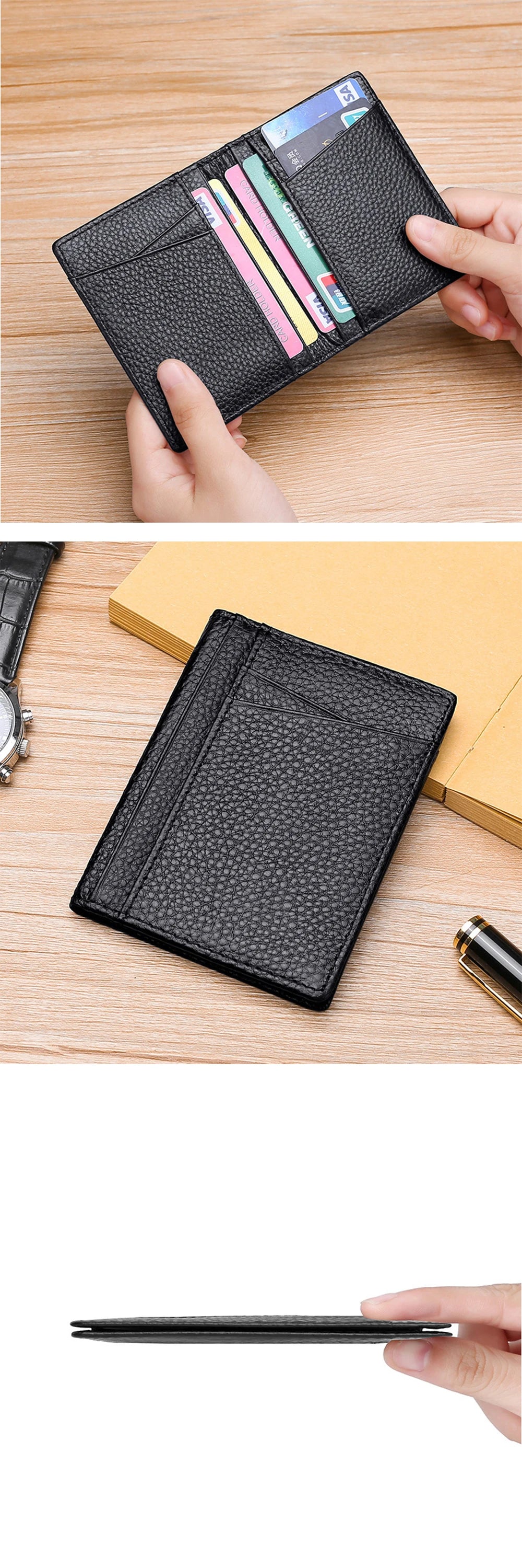 Buylor Men's Wallet Soft Super Slim Wallet Genuine Leather M