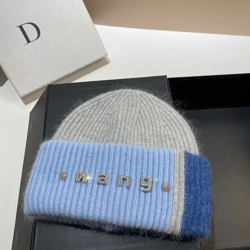 New Color Matching Beanies for Women Rabbit Fur Soft Fluffy