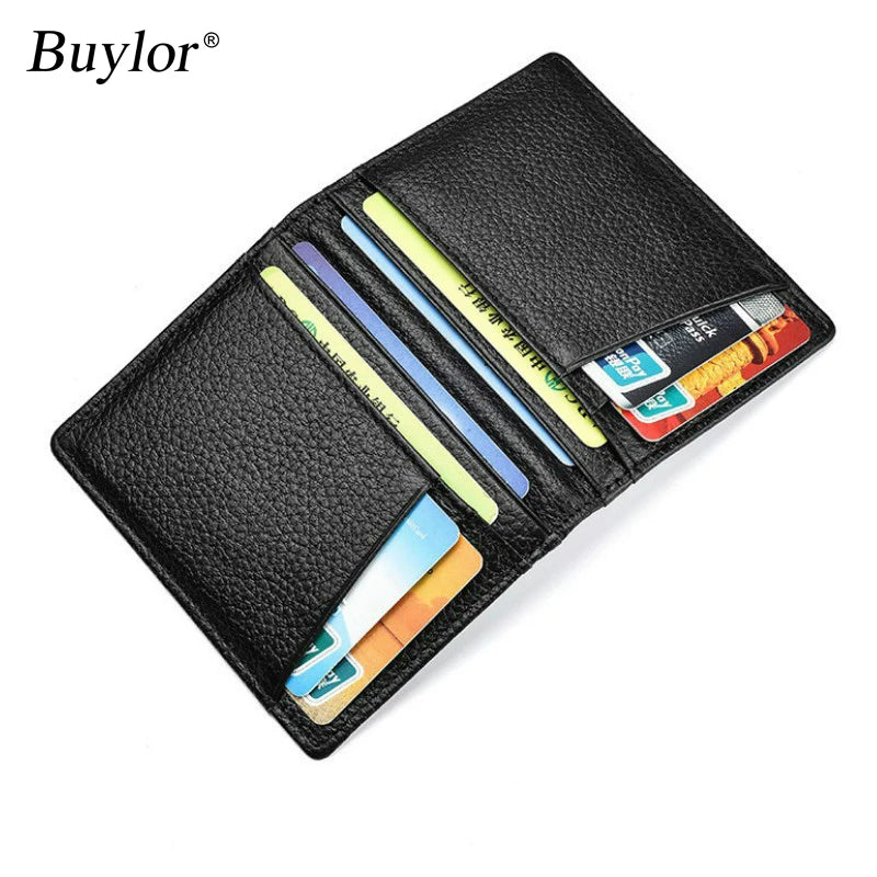 Buylor Men's Wallet Soft Super Slim Wallet Genuine Leather M