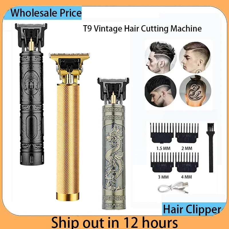 Portable Hair Cutting Machine T9 Vintage Hair Clipper USB Fast Charging Shaver Barber Cordless Hair Trimmer For Men's Barbe