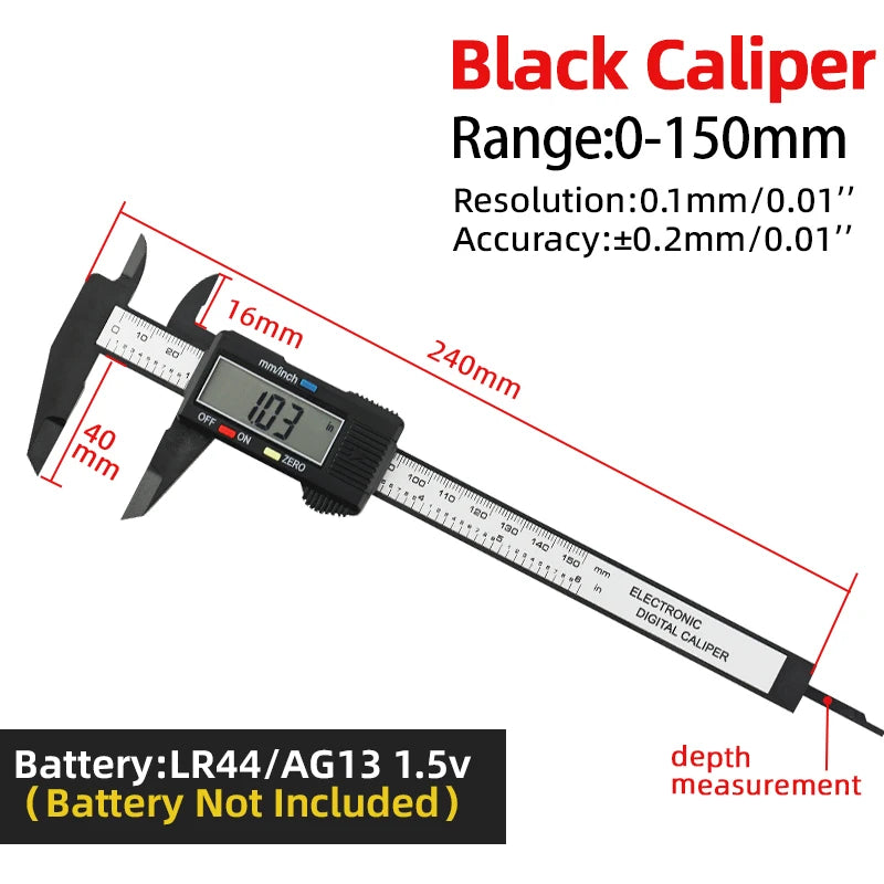 Digital Caliper Electronic Plastic Calipers Vernier Measuring Tools Carpentry Tool Ruler Large Screen Pachometer Digital Caliber