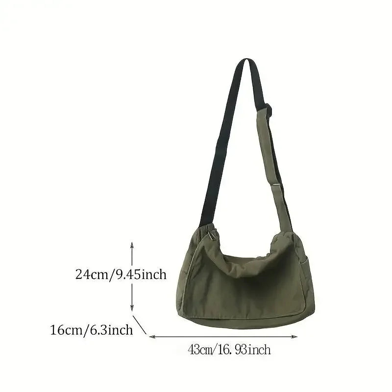Vintage Women's Messenger Bag Large Capacity Canvas Teenager Book Bag Shoulder Bag Casual Crossbody Bag
