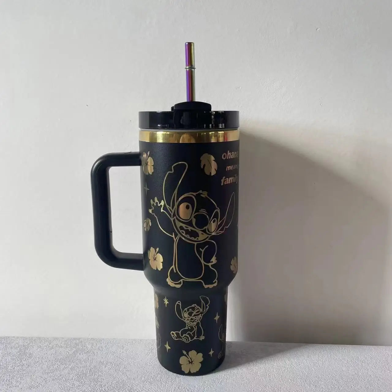 Thermal Coffee Stitch Cup with Straw Stainless Steel Vacuum