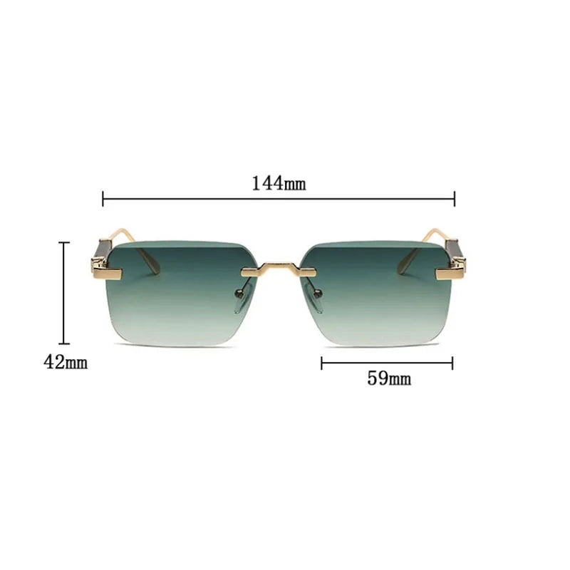 Designer Sunglasses For Men Vintage Rimless Sunglasses Women Trendy Luxury Square Fashion Glasses Vintage Gafas De Sol Hombre