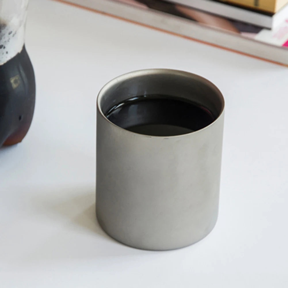 1pc Titan-ium Cup With Drawstring Sack Double Wall Insulates