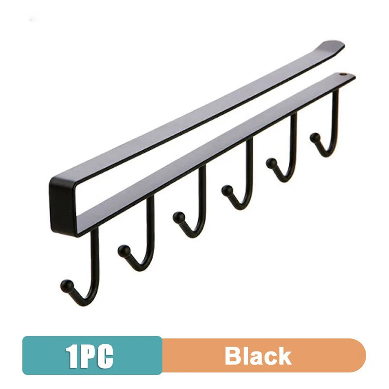 6 Hook Coffee Cup Mug Holder Black White Hooks Shelf Multifu