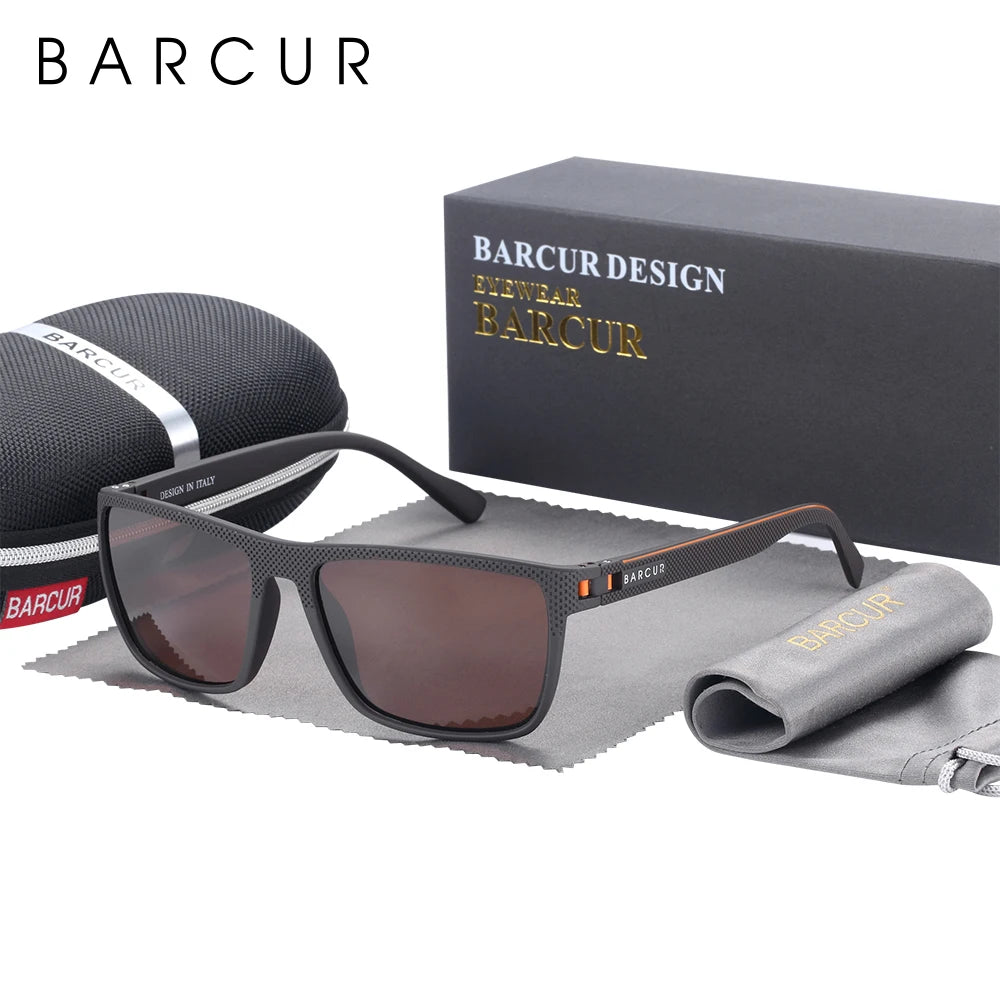BARCUR TR90 Polarized Sunglasses Driving Square Sun Glasses