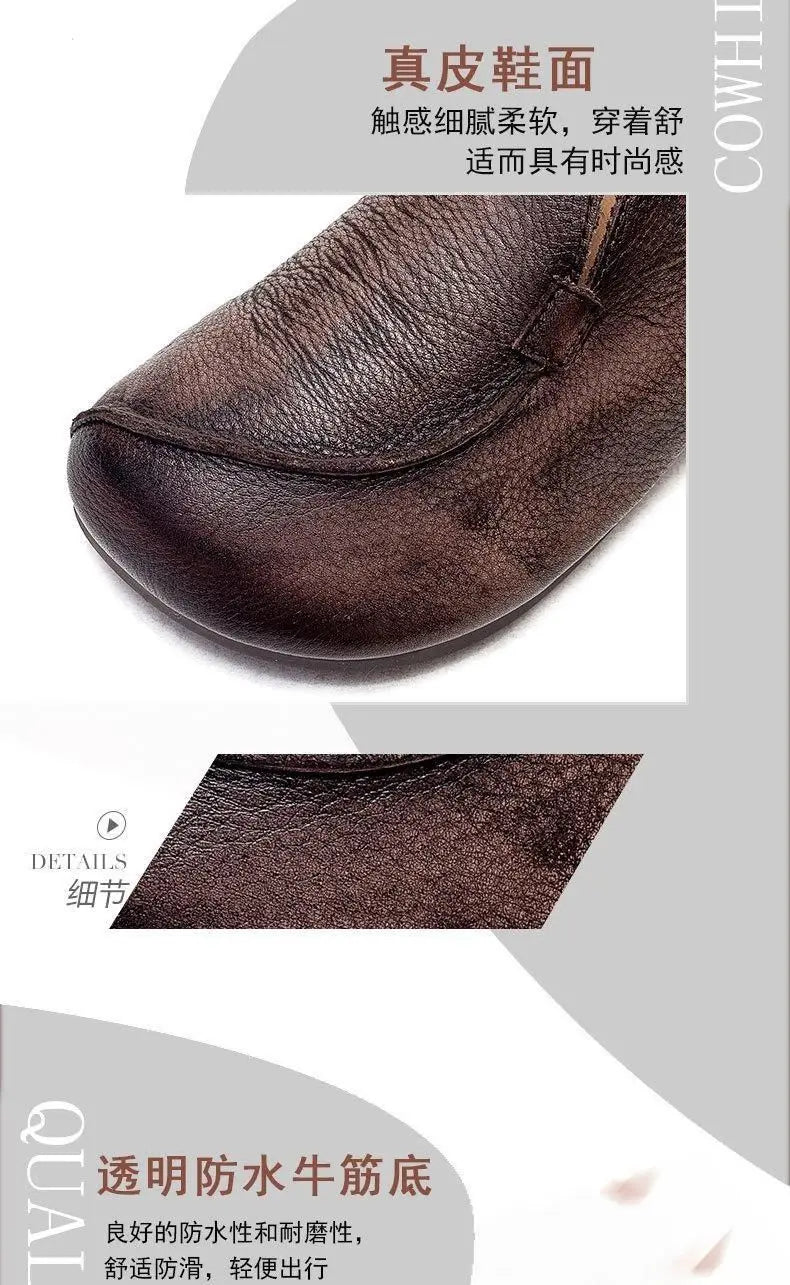 High quality Leather Women Flats Summer Shoes With Slip On C
