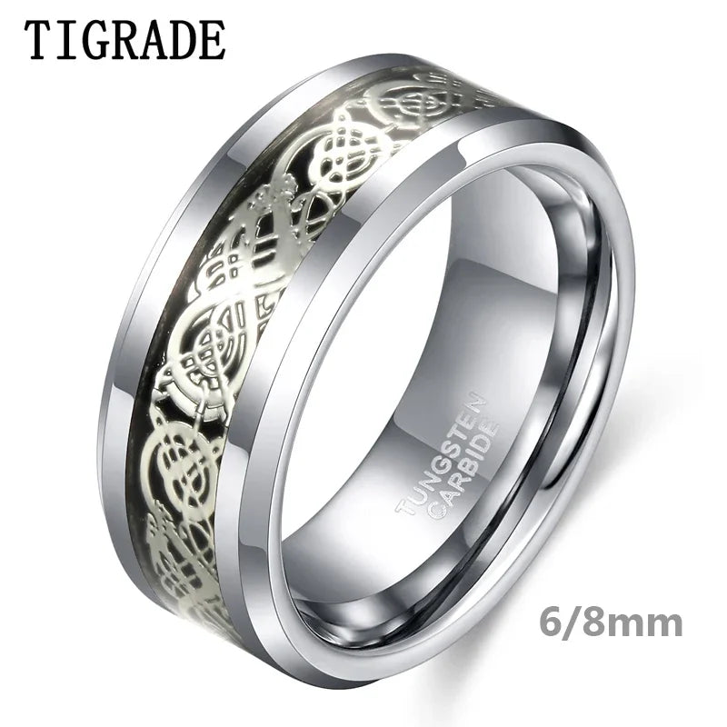 Tigrade 6/8mm Men Silver Color Tungsten Carbide Ring Luxury