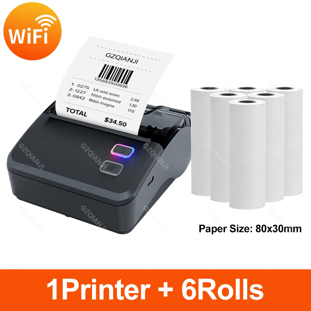 Newest WiFi Bluetooth 3" 80mm Mini Thermal Printer Wireless Portable Receipt Printer Support PC Android iOS Business Home Store