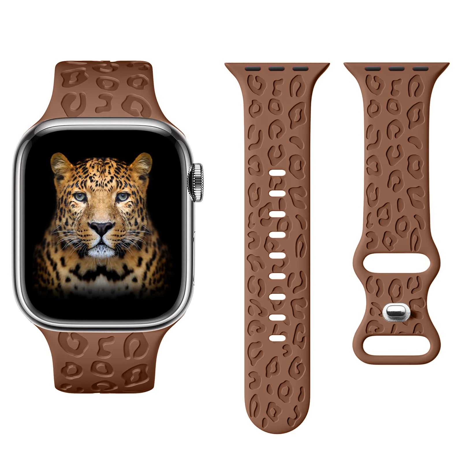 Leopard Engraved Silicone Apple Watch Strap