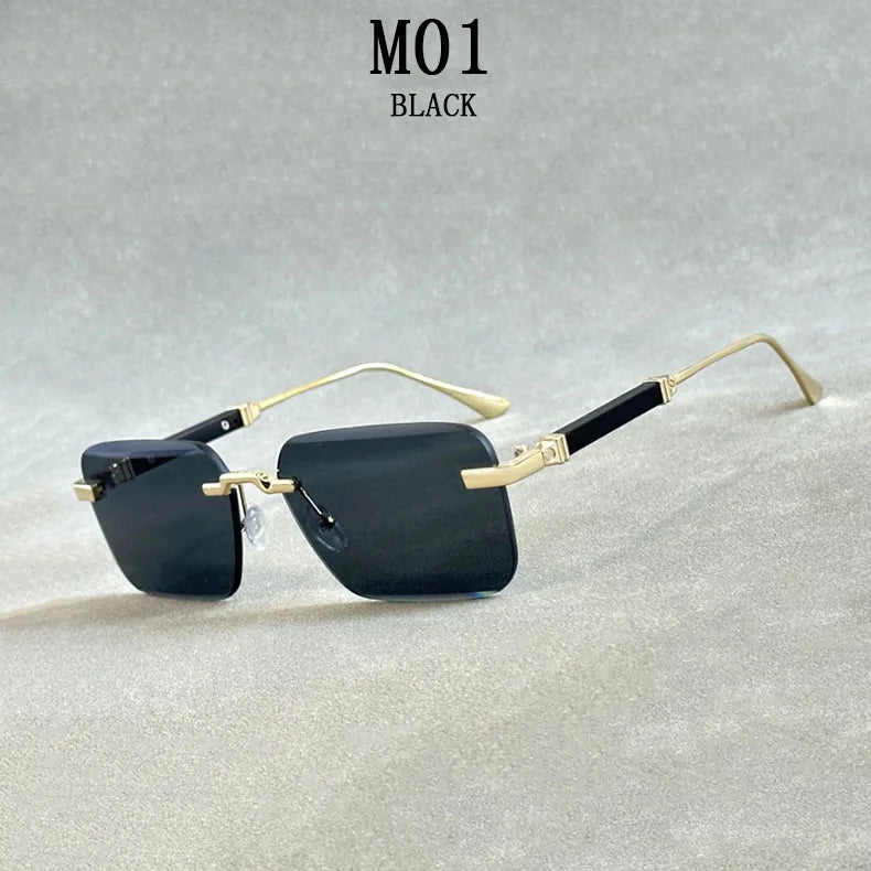 Designer Sunglasses For Men Vintage Rimless Sunglasses Women Trendy Luxury Square Fashion Glasses Vintage Gafas De Sol Hombre