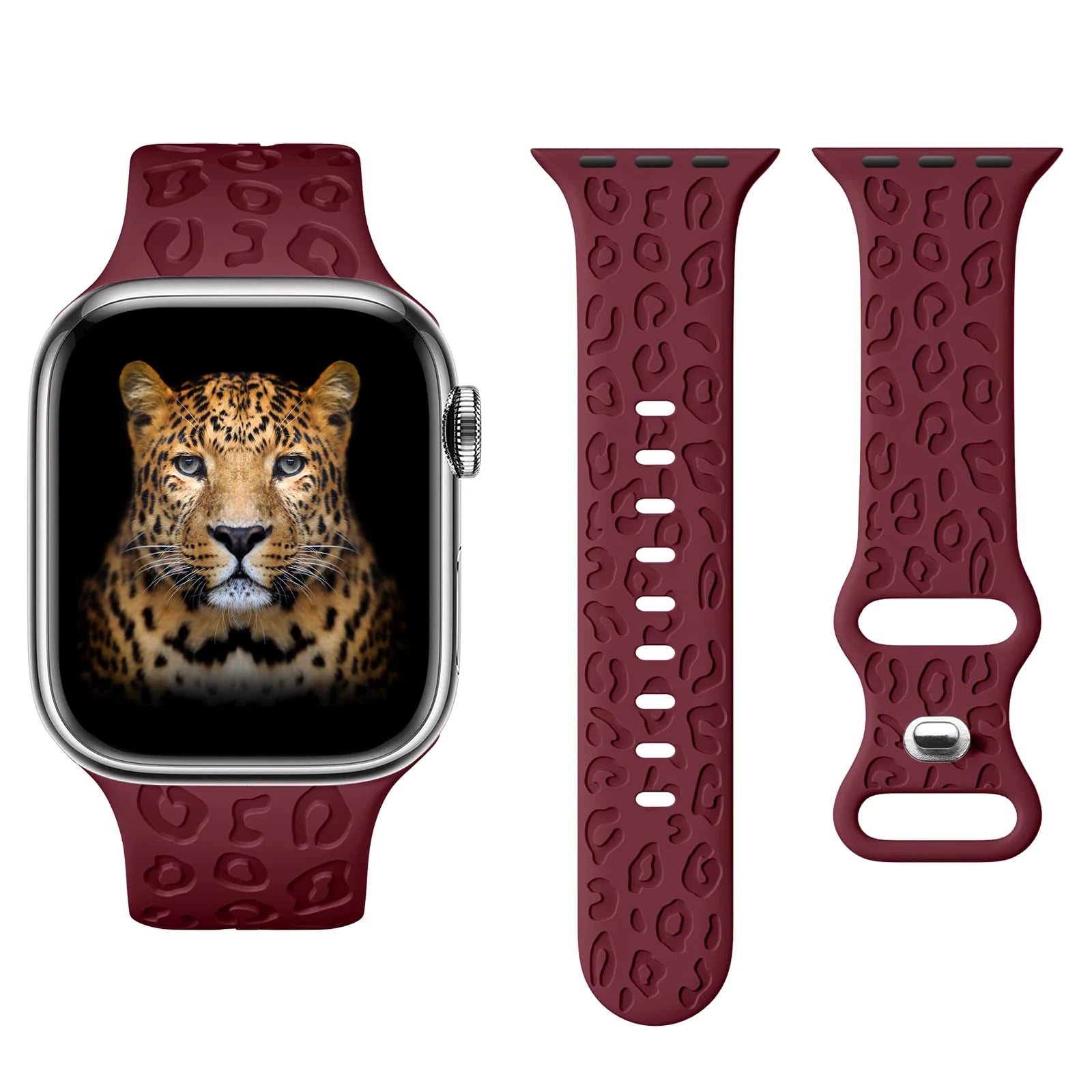 Leopard Engraved Silicone Apple Watch Strap