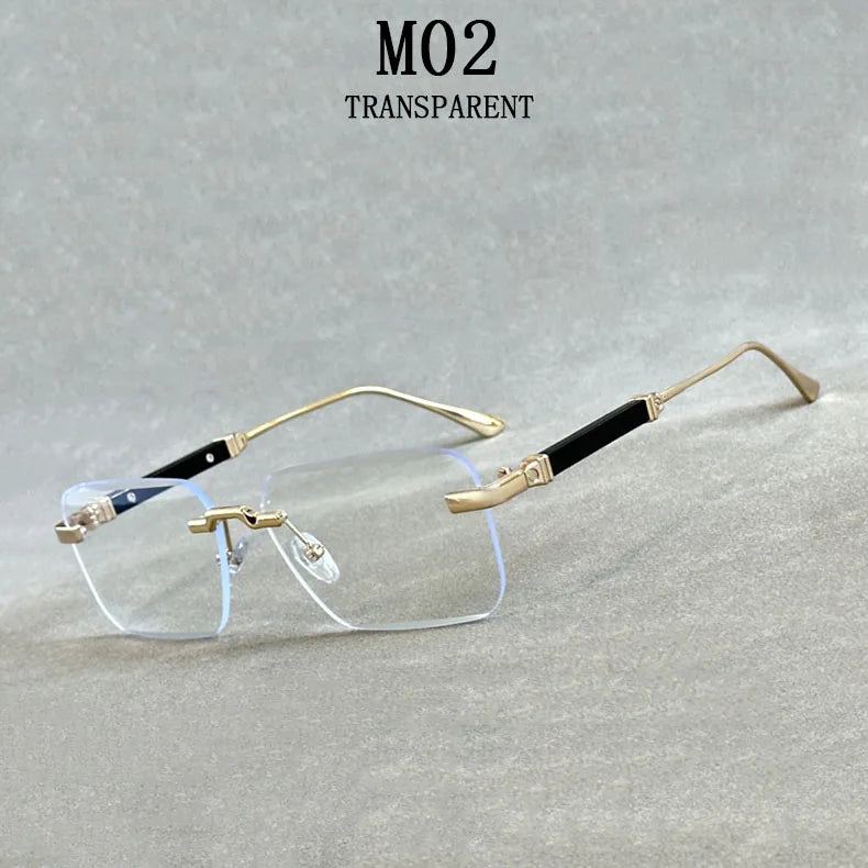 Designer Sunglasses For Men Vintage Rimless Sunglasses Women Trendy Luxury Square Fashion Glasses Vintage Gafas De Sol Hombre