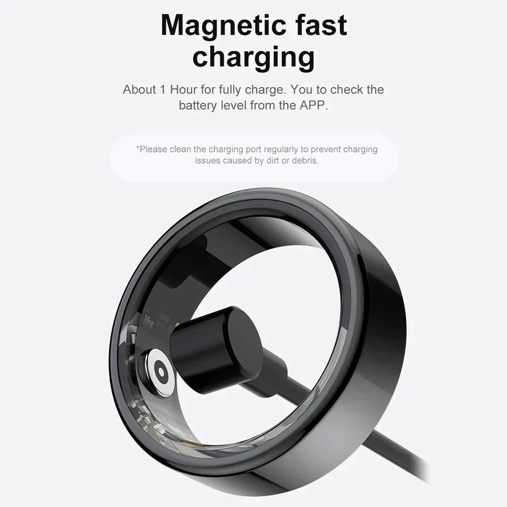 Titanium Steel Smart Ring with Health Monitoring, IP68 Water