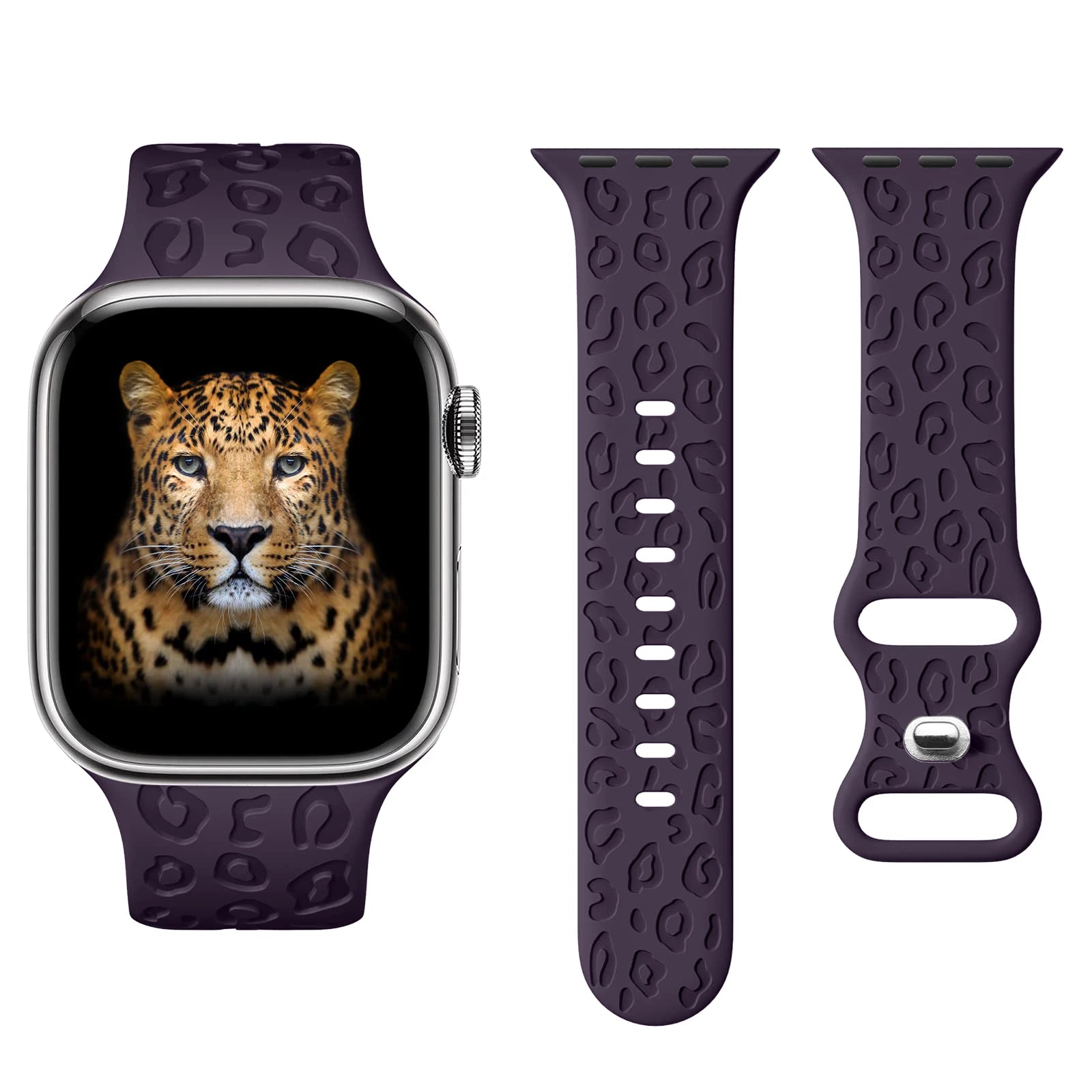 Leopard Engraved Silicone Apple Watch Strap