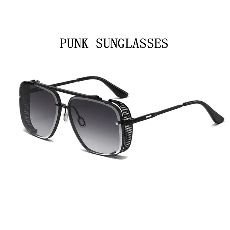 Vintage Steampunk Sunglasses Men Punk Oversized  Sunglasses Women Trendy Retro Square Gafas De Sol Hombre Lunette Soleil Femme