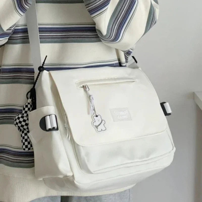 Japanese Harajuku Crossbody Bags Women 2025 Preppy Style Patchwork Color Shoulder Bag Collage Student Messenger Bag Handbags