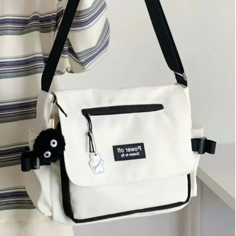 Japanese Harajuku Crossbody Bags Women 2025 Preppy Style Patchwork Color Shoulder Bag Collage Student Messenger Bag Handbags