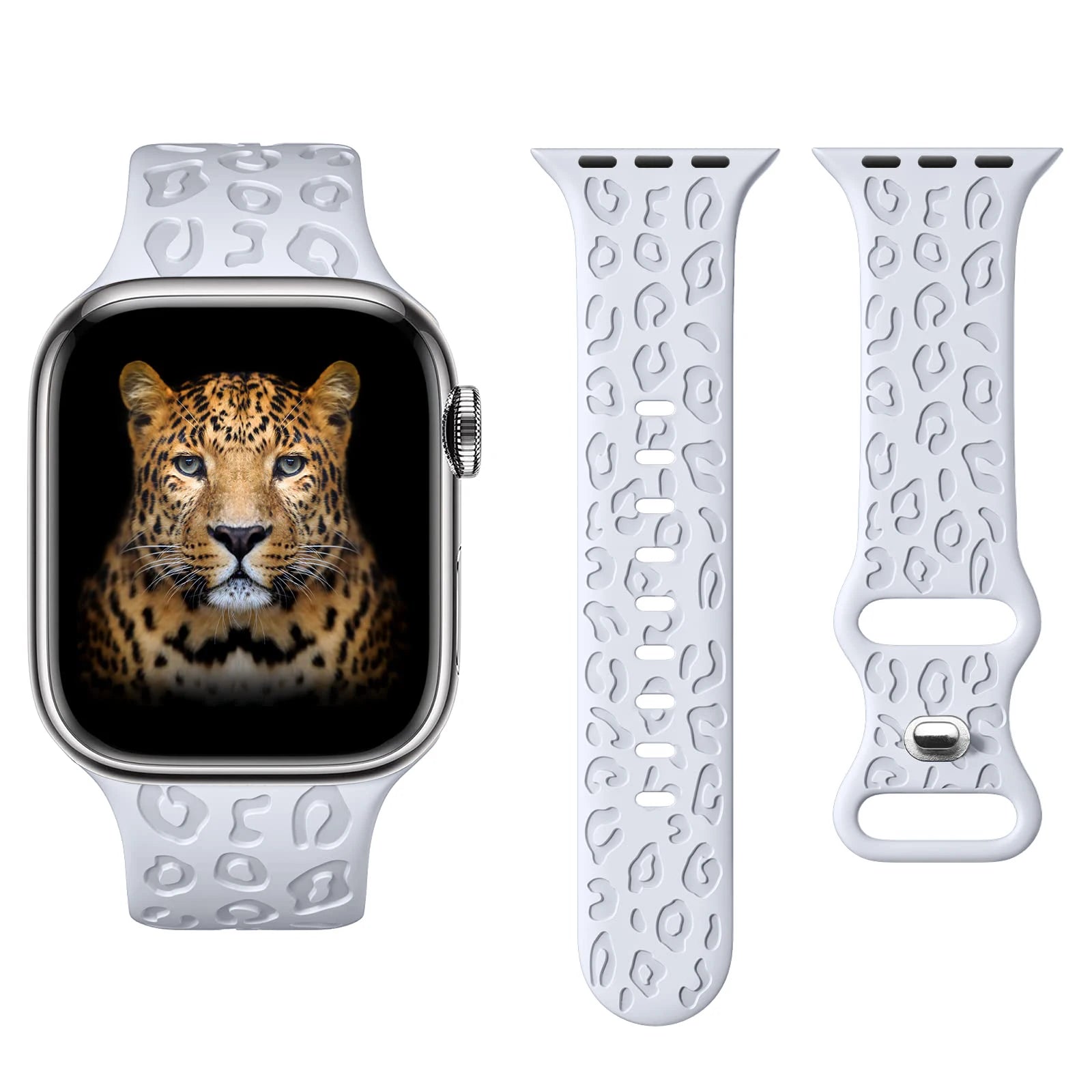 Leopard Engraved Silicone Apple Watch Strap