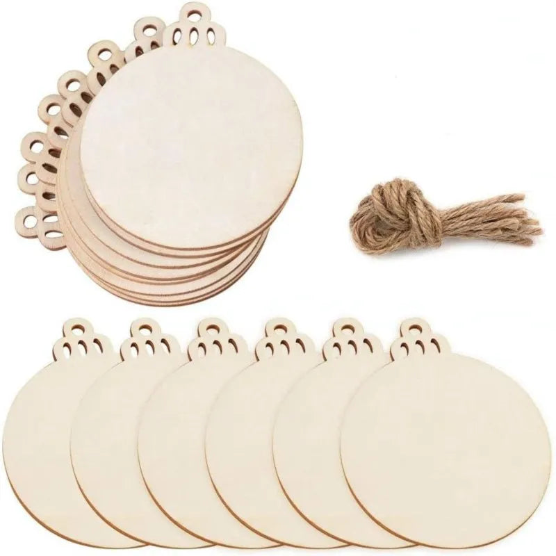 10pcs Wooden Christmas Baubles Tags
