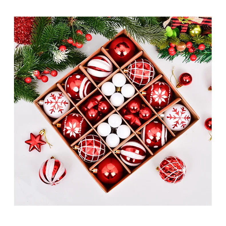 44pcs Christmas Baubles Set – Painted & Electroplated