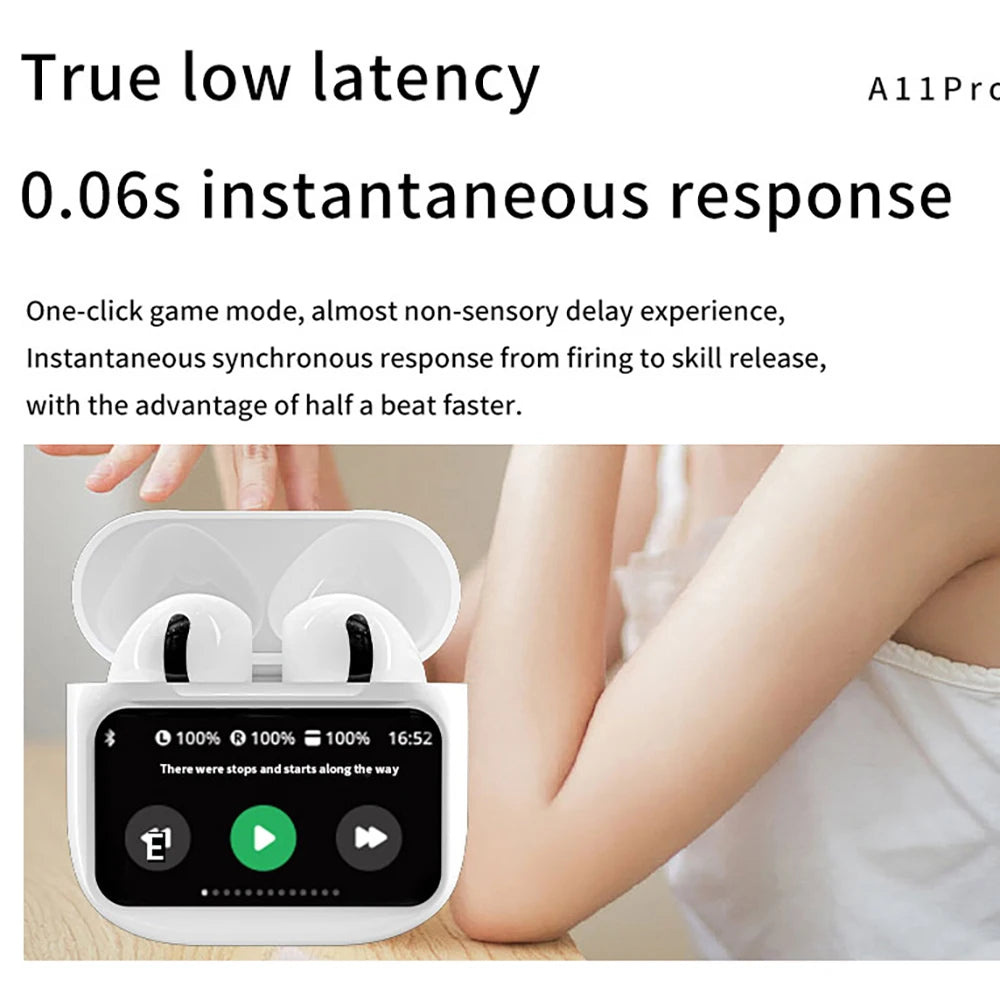 A11 Pro TWS Wireless Earbuds Touch Control LCD Screen Earpho